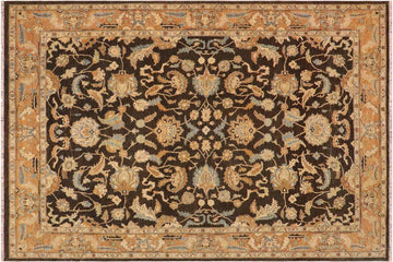 handmade Traditional Kafkaz Chobi Ziegler Charcoal Brown Hand Knotted RECTANGLE 100% WOOL area rug 9 x 11